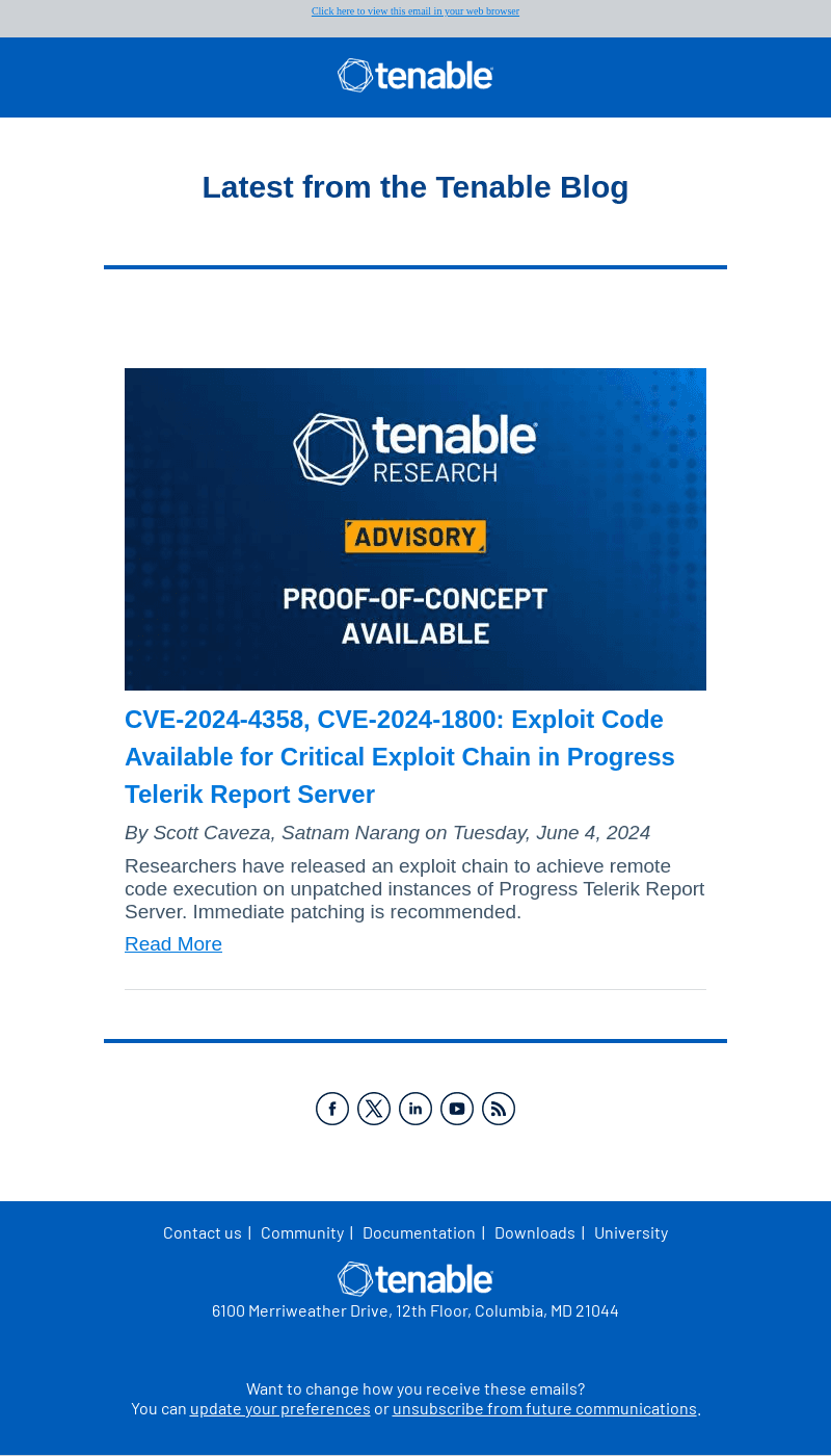 Latest from the Tenable Blog - Jun 04, 2024