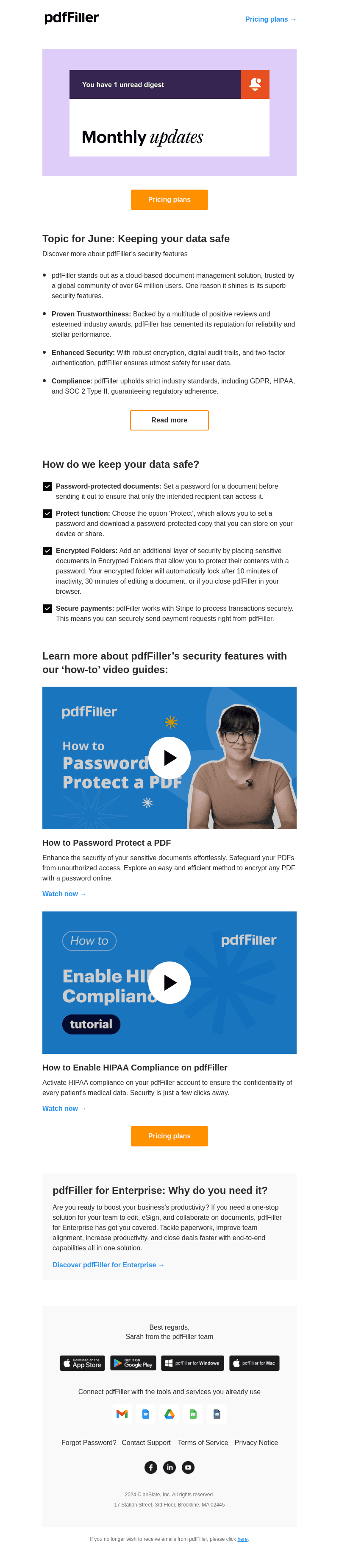 PDFFiller email from Tue, Jun 4, 2024