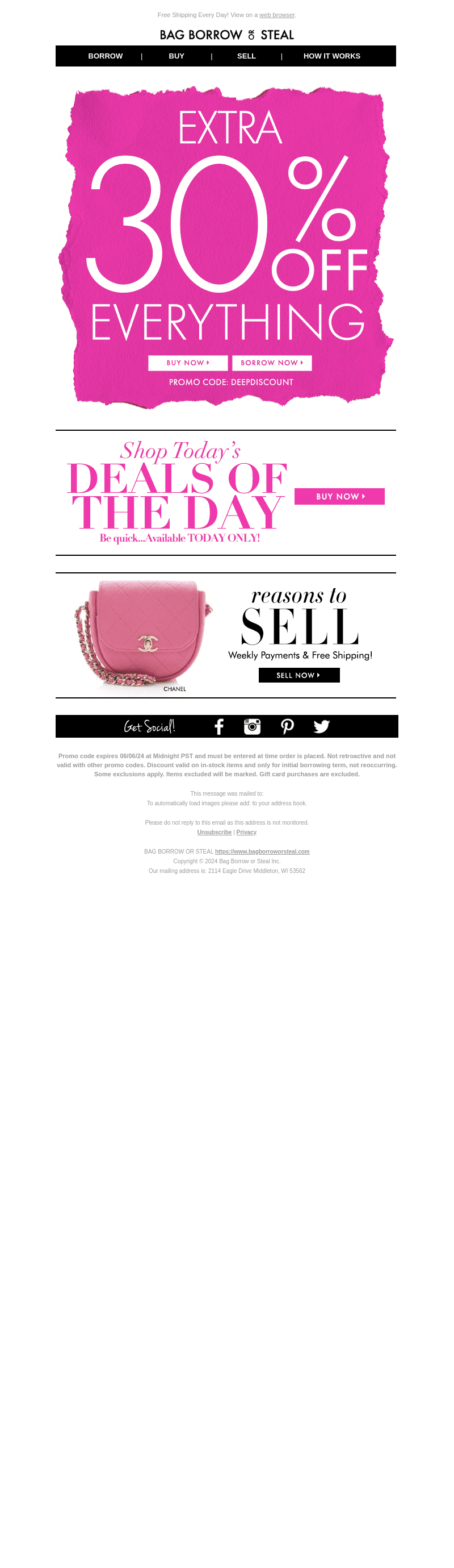 Extra 30% Off EVERYTHING + Free Shipping