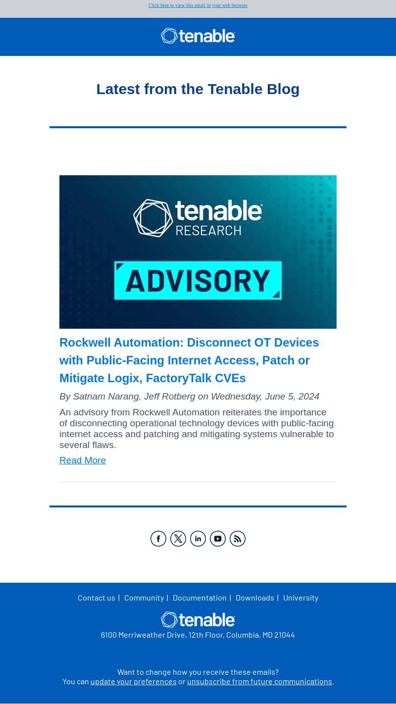 Latest from the Tenable Blog - Jun 06, 2024