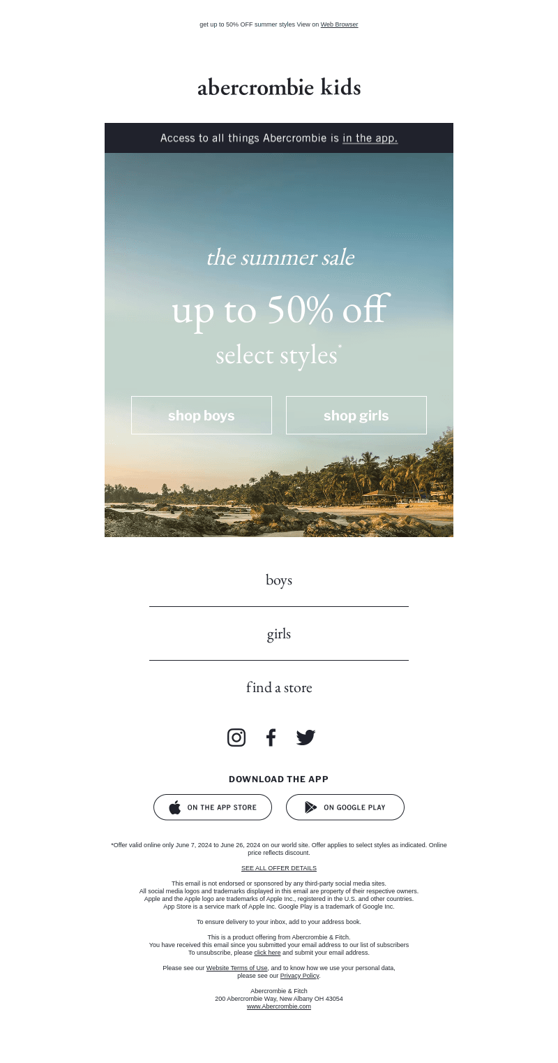 a sale for summer →