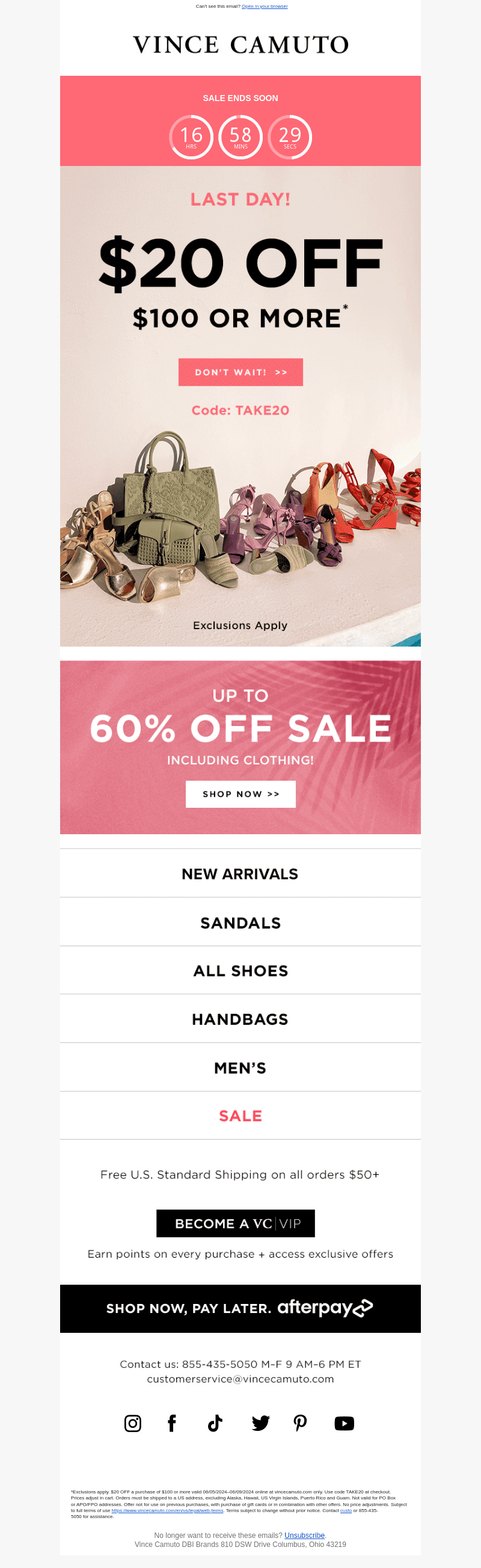 ENDS TONIGHT! $20 OFF $100+
