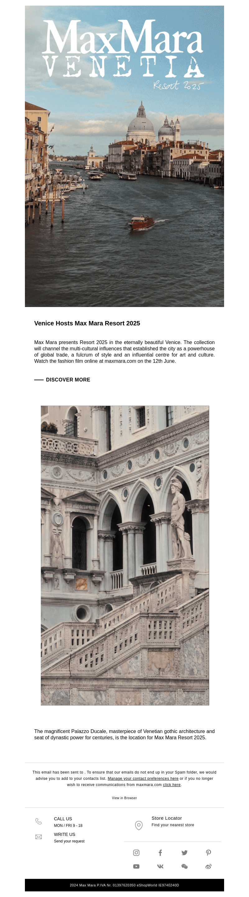 Venice to host Max Mara Resort 2025