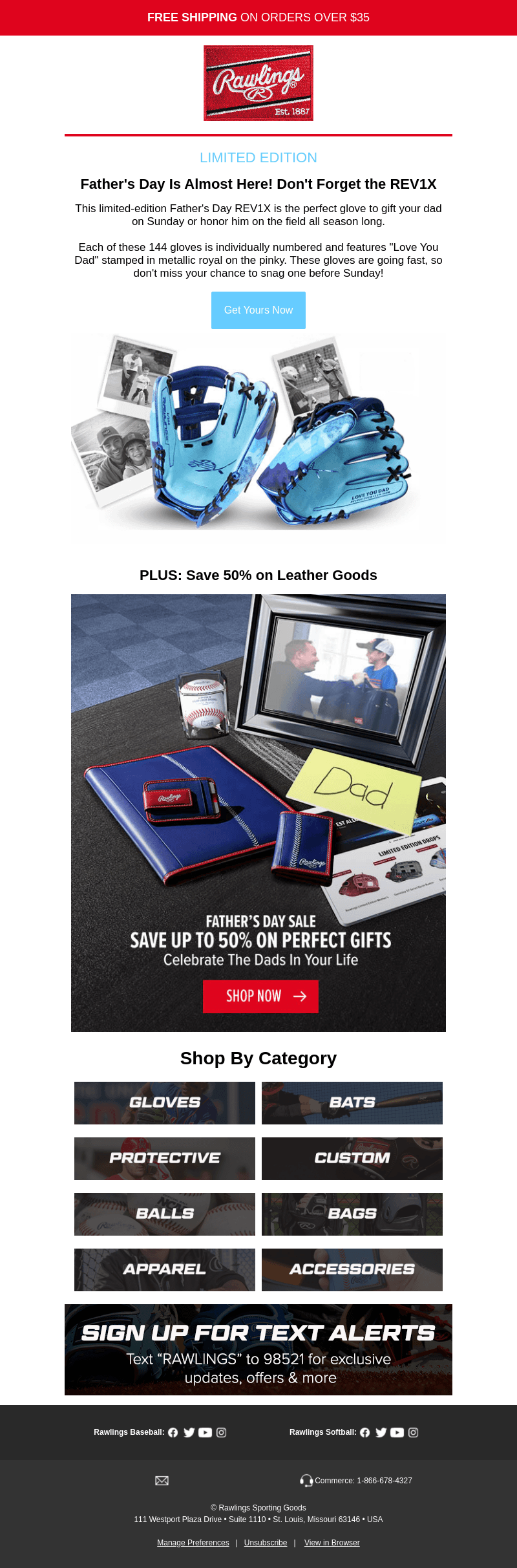 Rawlings Sporting Goods email from Tue, Jun 11, 2024