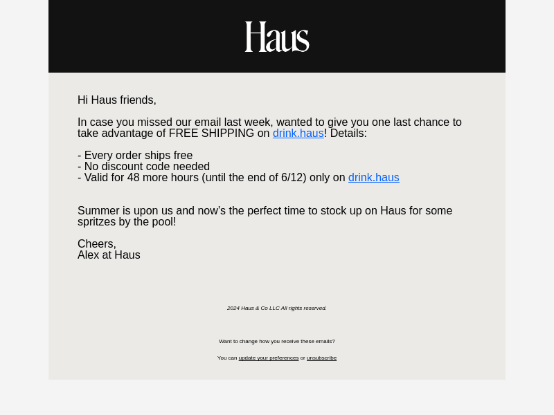 Haus email from Tue, Jun 11, 2024