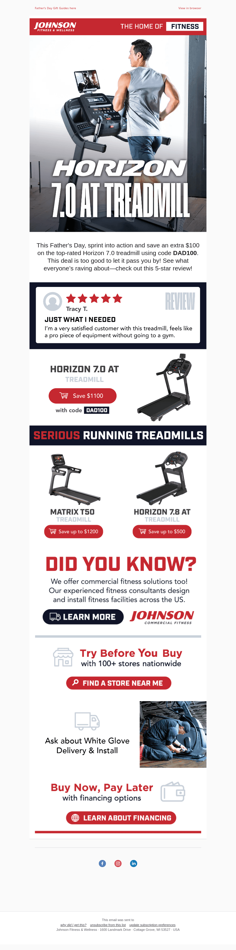 Save an Extra $100 on Top Rated Treadmill with Code DAD100