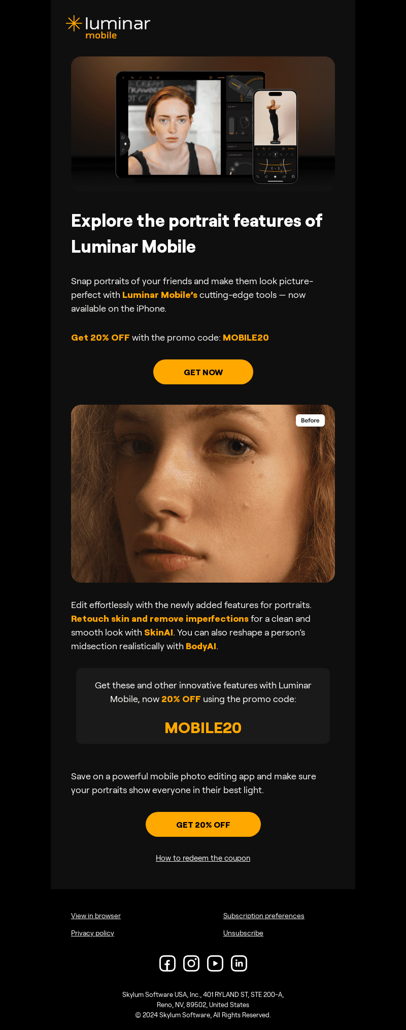 Two new portrait tools in Luminar Mobile 🔥