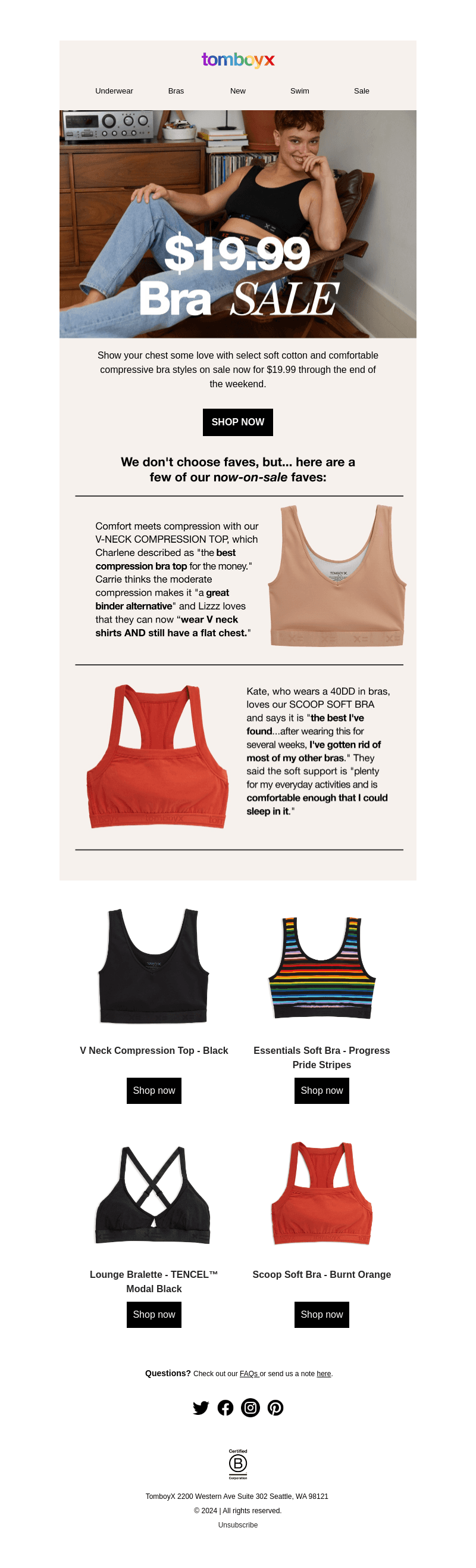 $19.99 Bras.. while they last!