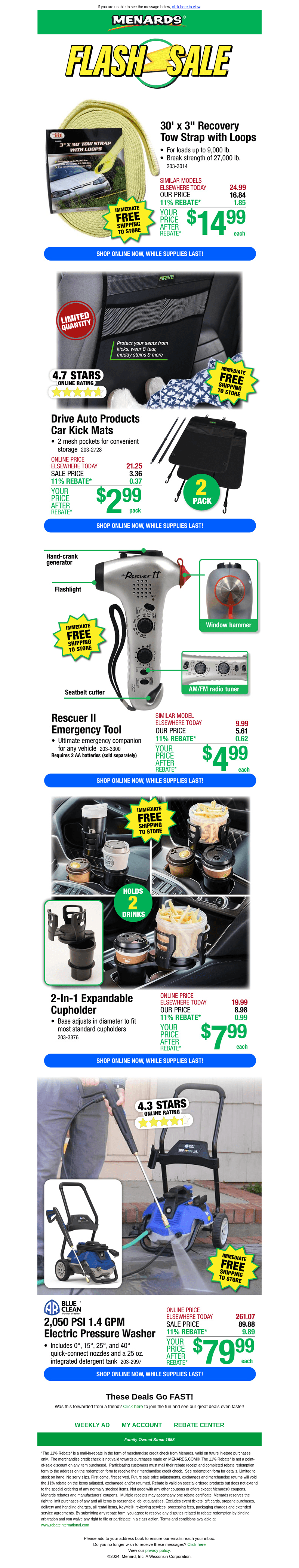 Menards email from Fri, Jun 21, 2024