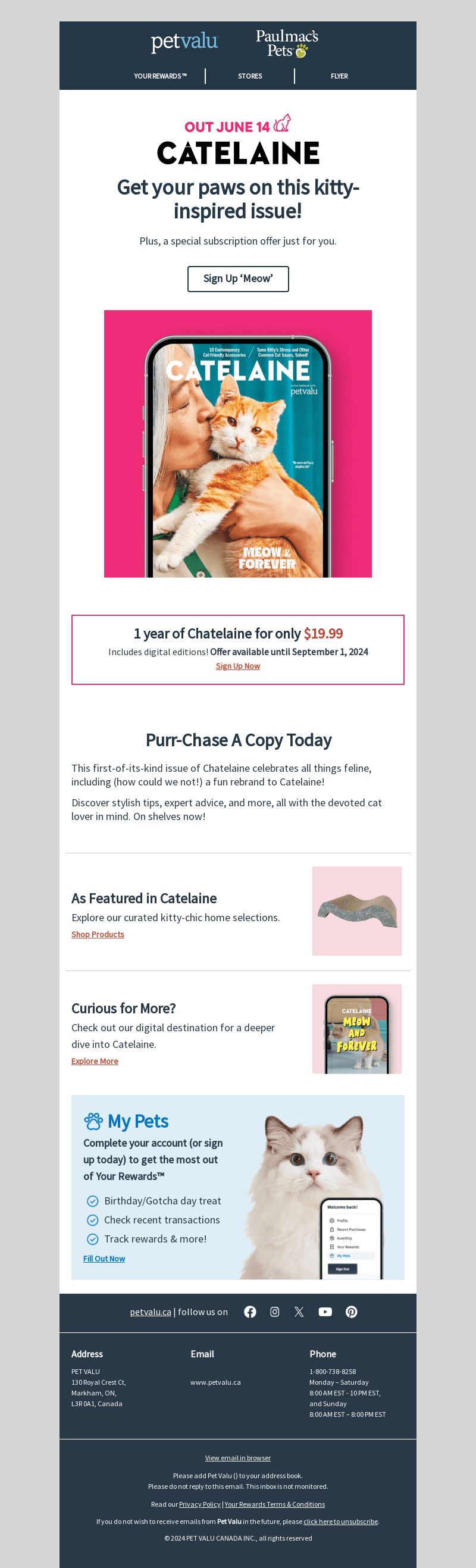 CHATELAINE special offer!! Plus the kitty-inspired issue.