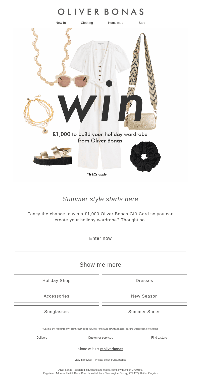 Win a £1,000 summer wardrobe