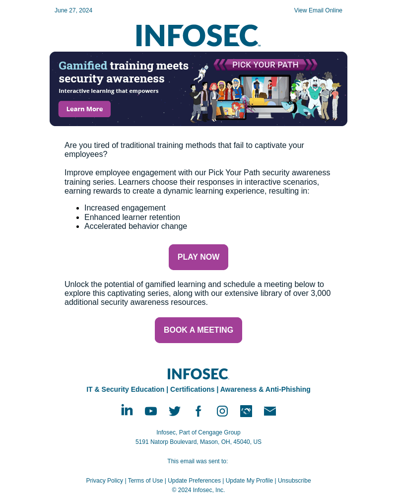 Infosec email from Thu, Jun 27, 2024