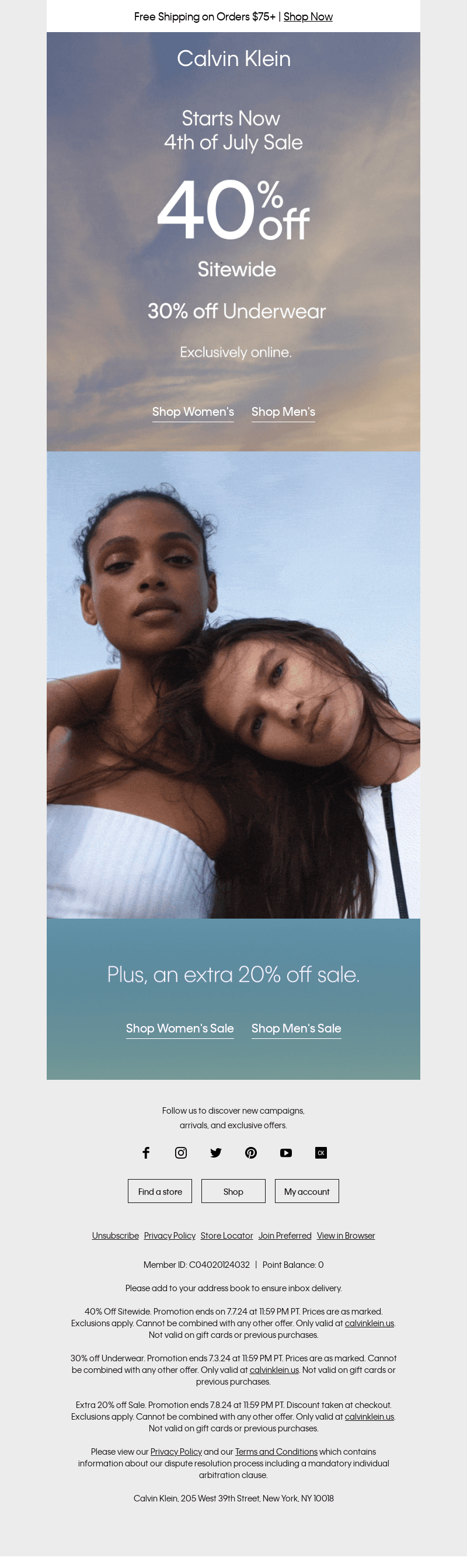 Calvin Klein email from Sat, Jun 29, 2024