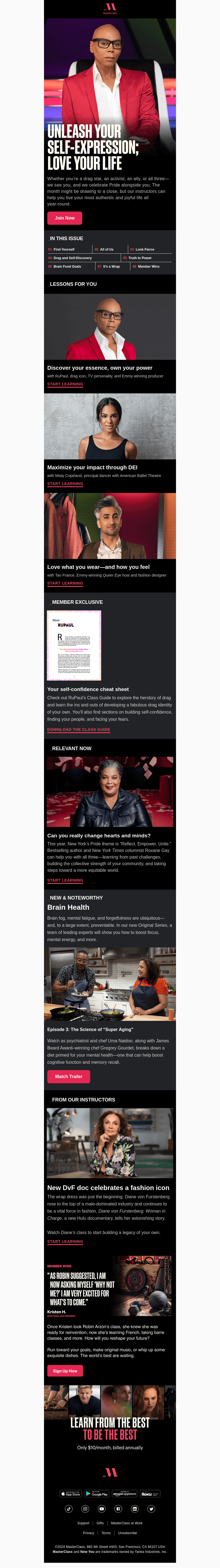 MasterClass email from Sun, Jun 30, 2024