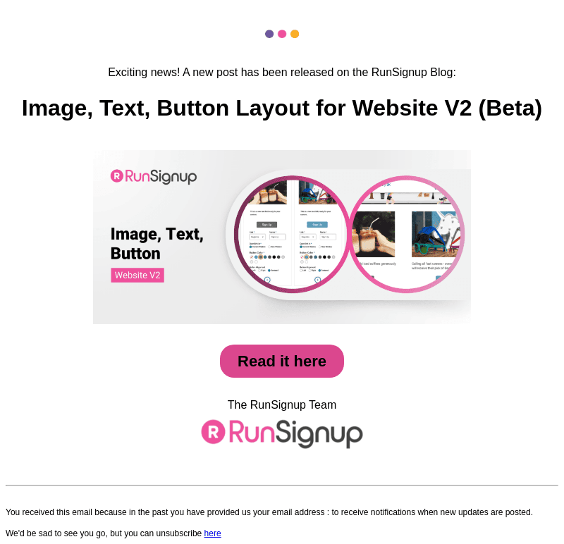 RunSignUp email from Wed, Jul 3, 2024