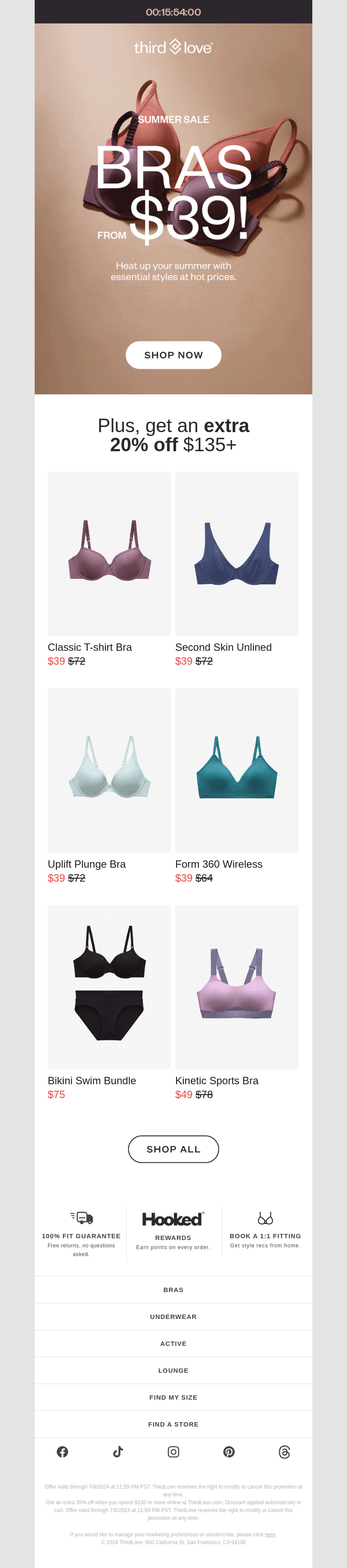 LAST CALL! Bras as low as $39.