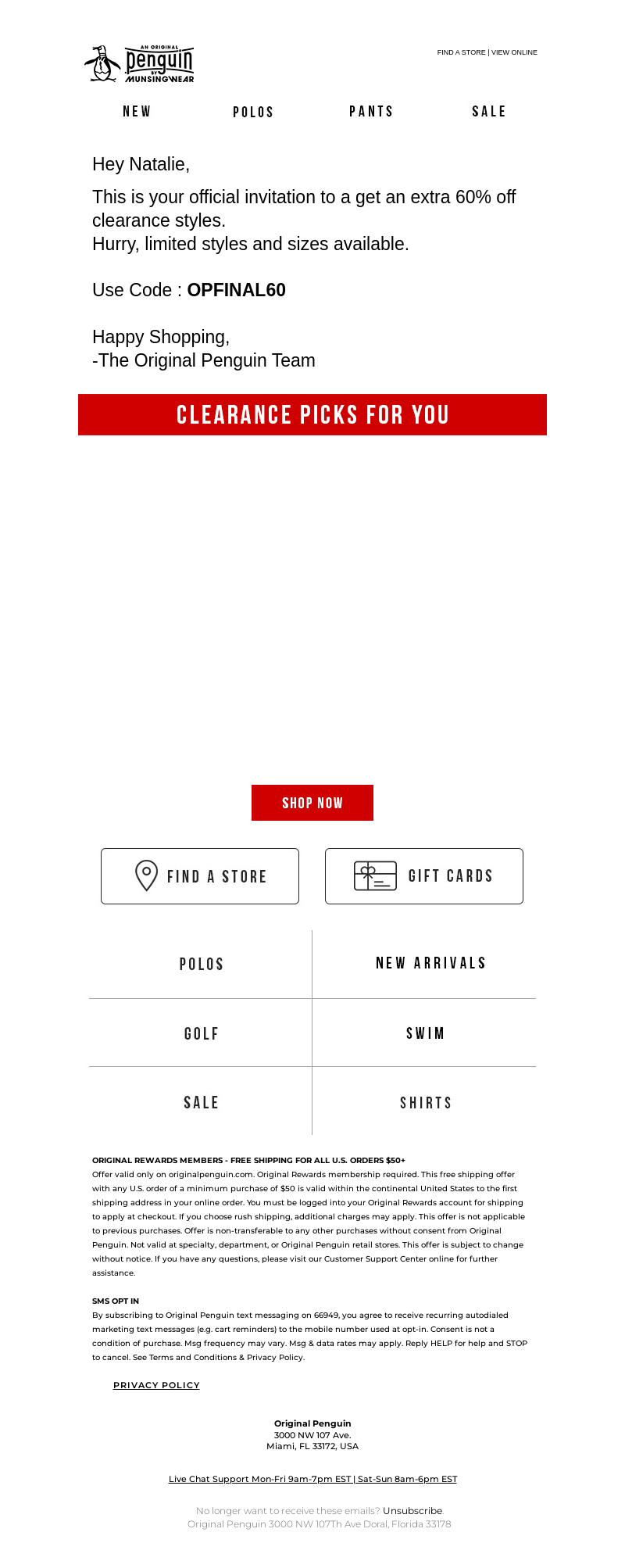 YOU’RE IN: Extra 60% Off Clearance