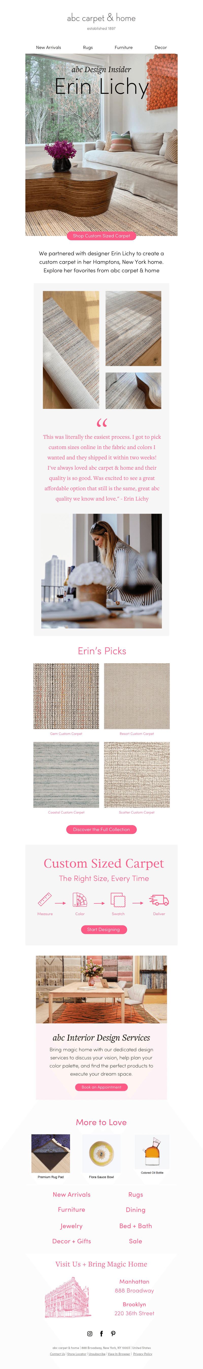 Custom Sized Carpet Featuring Erin Lichy's Designs