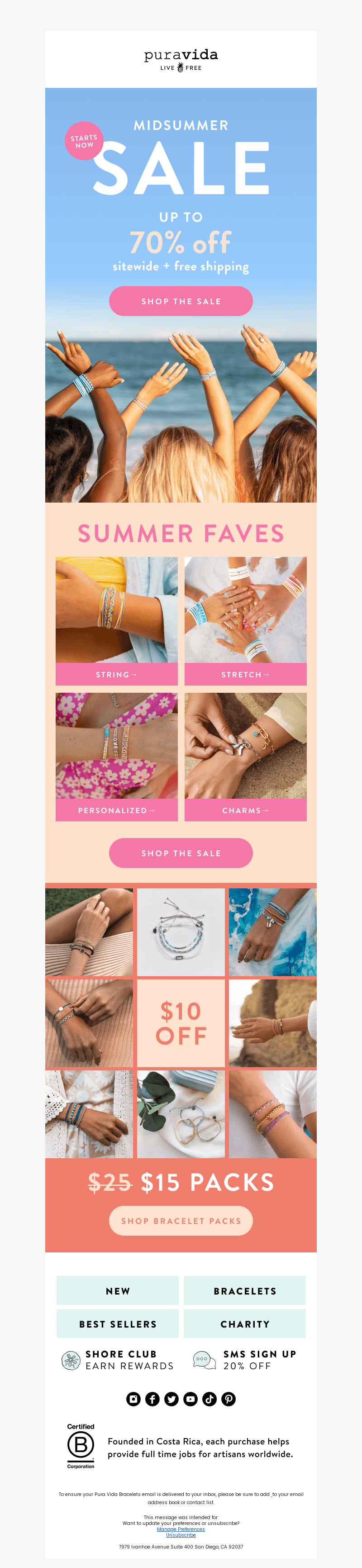 Pura Vida Bracelets email from Thu, Jul 11, 2024