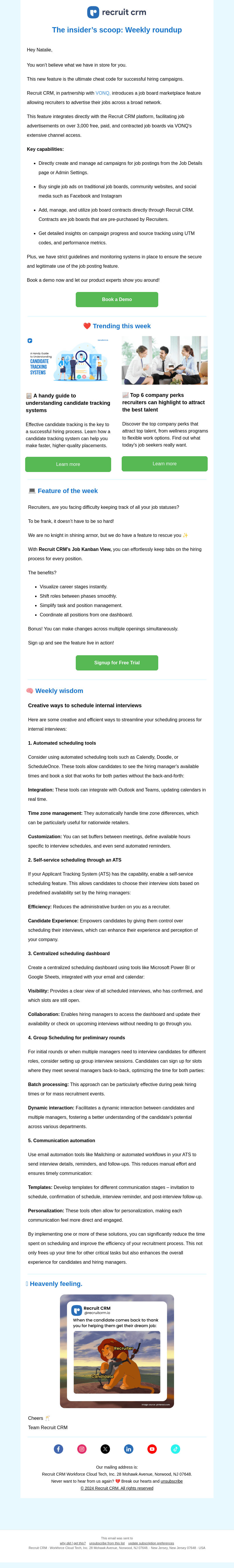 Recruit CRM email from Fri, Jul 19, 2024