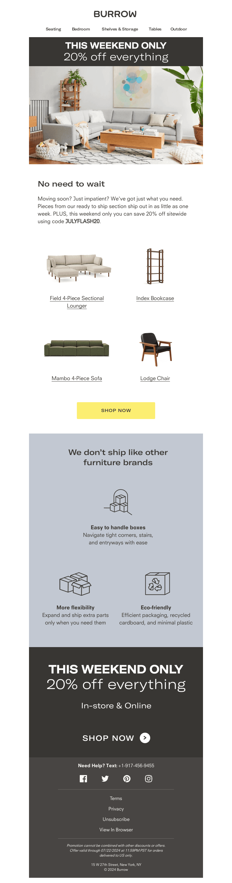 Ready to ship and 20% off