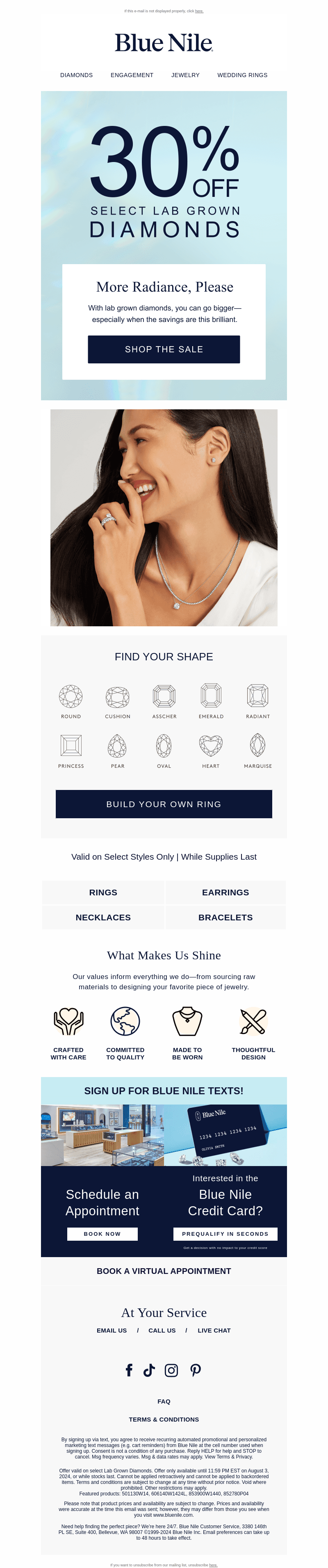 30% Off Lab Grown Diamonds