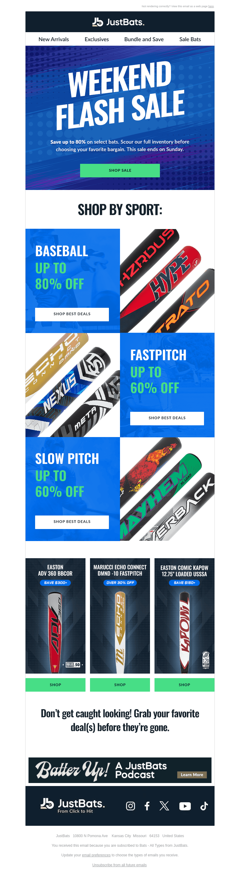 Bats up to 80% OFF