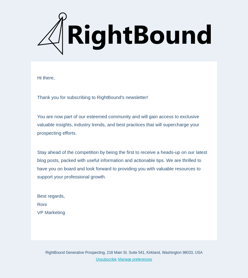 RightBound email from Fri, Jul 26, 2024
