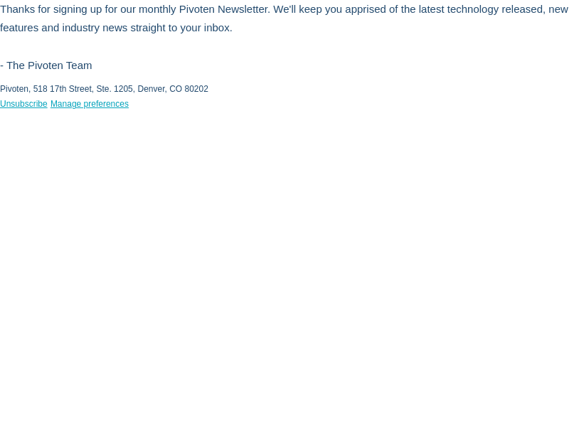 Pivoten email from Sat, Jul 27, 2024