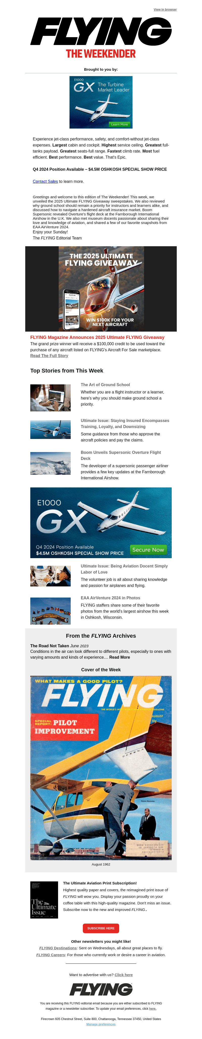 Flying Magazine email from Sun, Jul 28, 2024