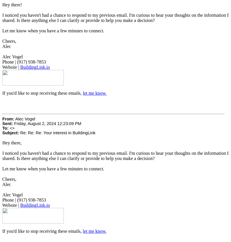 Re: Re: Re: Your interest in BuildingLink