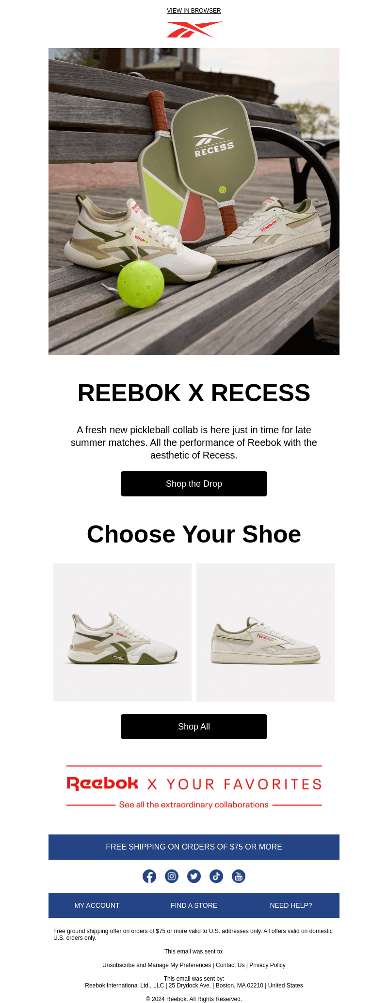 Just dropped: Reebok x Recess 🎾