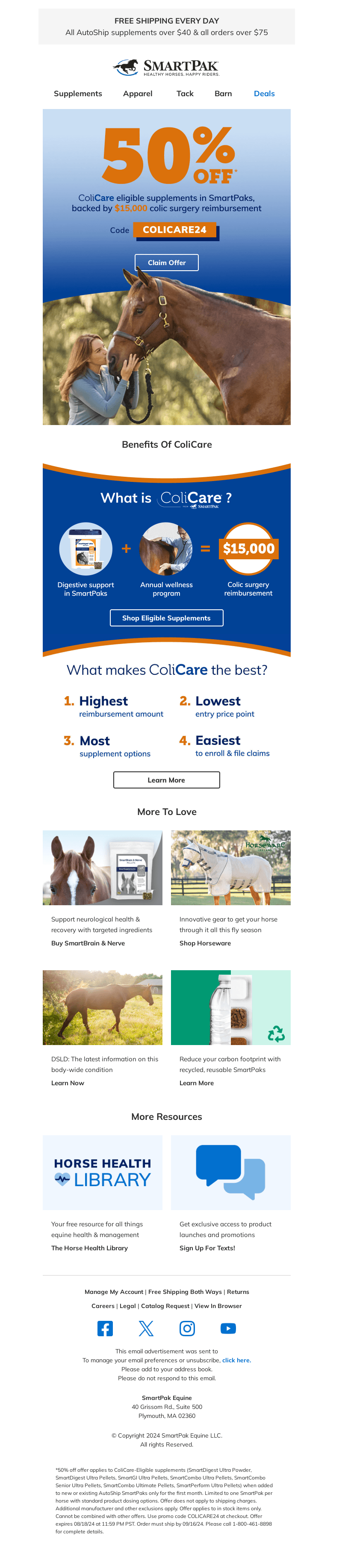 50% Off Supplements | $15K Colic Surgery Coverage