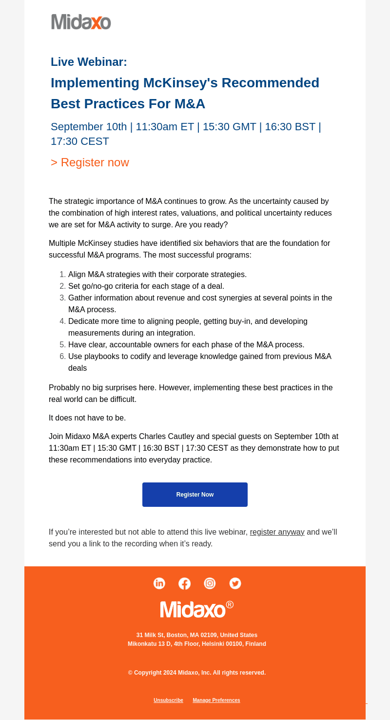 Midaxo email from Wed, Aug 14, 2024