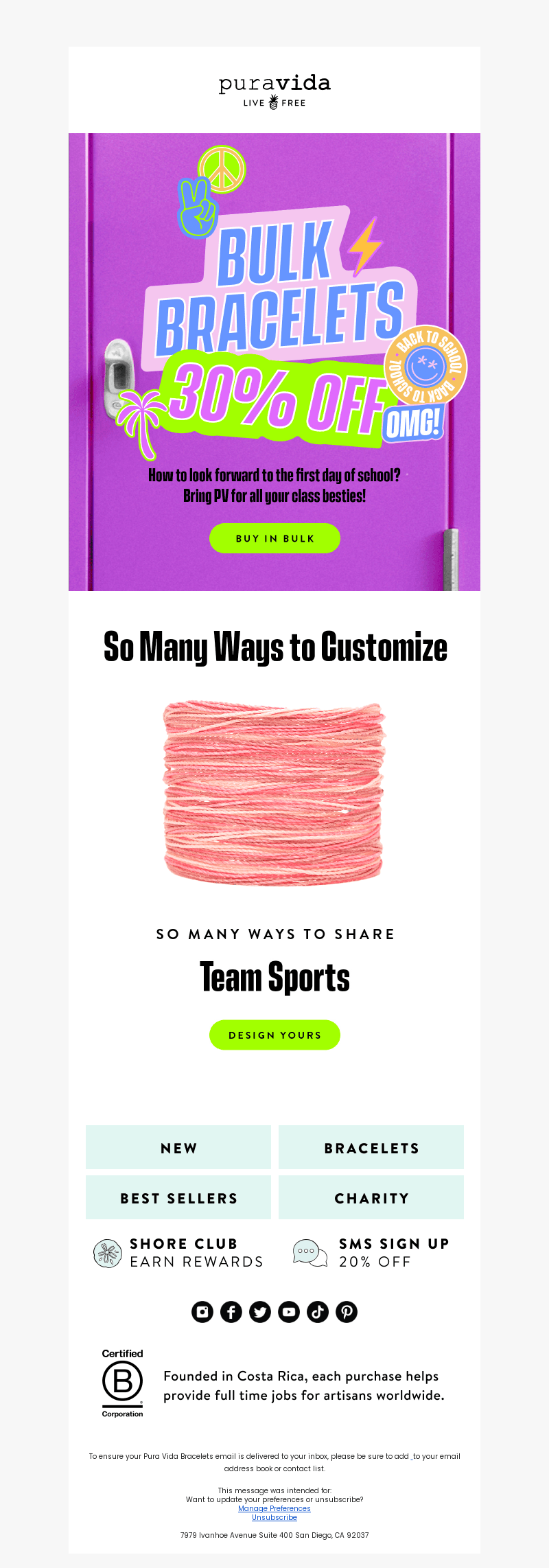 Pura Vida Bracelets email from Wed, Aug 14, 2024