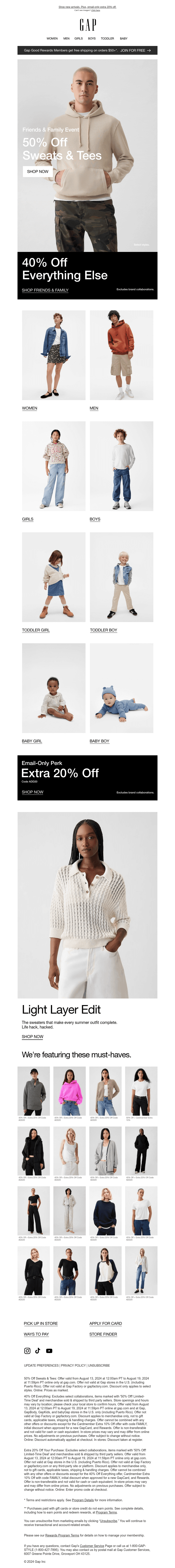 Thank us later: 50% off sweats & 40% off everything else