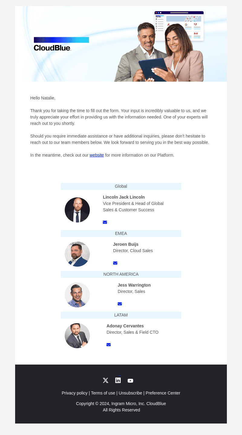 CloudBlue email from Mon, Aug 19, 2024
