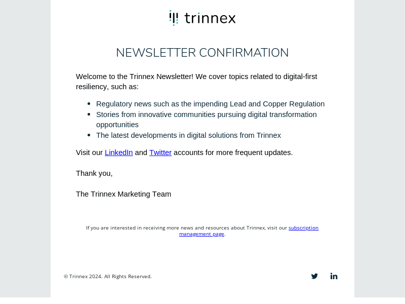 Trinnex email from Tue, Aug 20, 2024