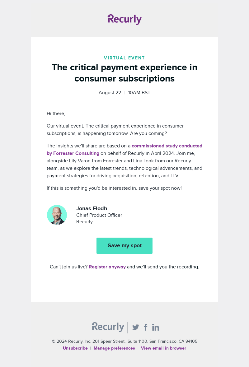 Join us tomorrow: The critical payment experience in consumer subscriptions
