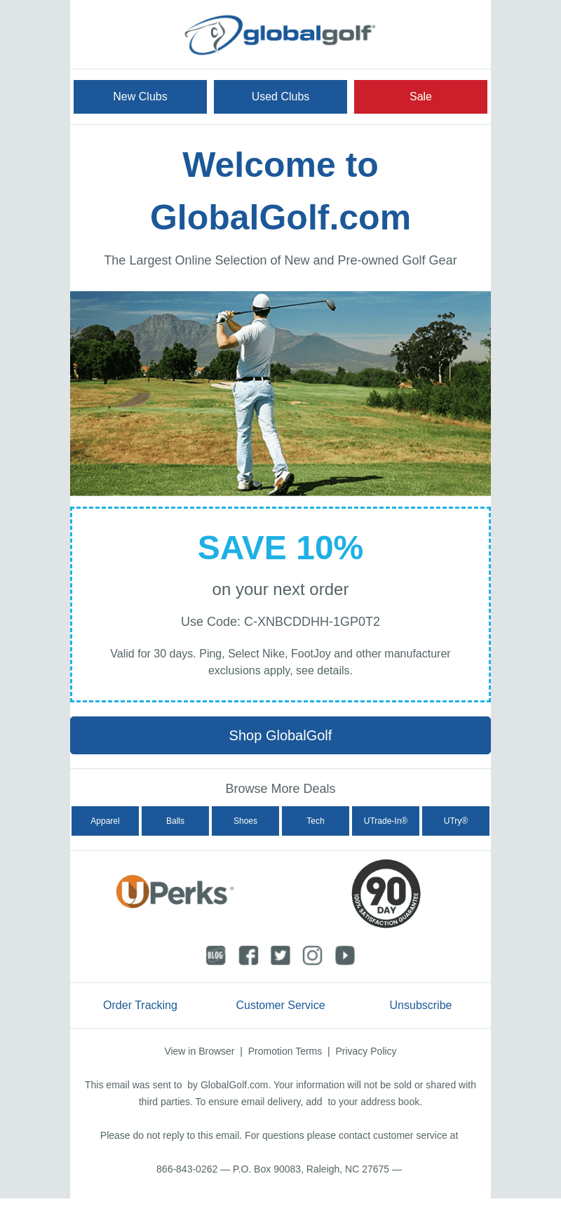 Thanks for joining GlobalGolf!