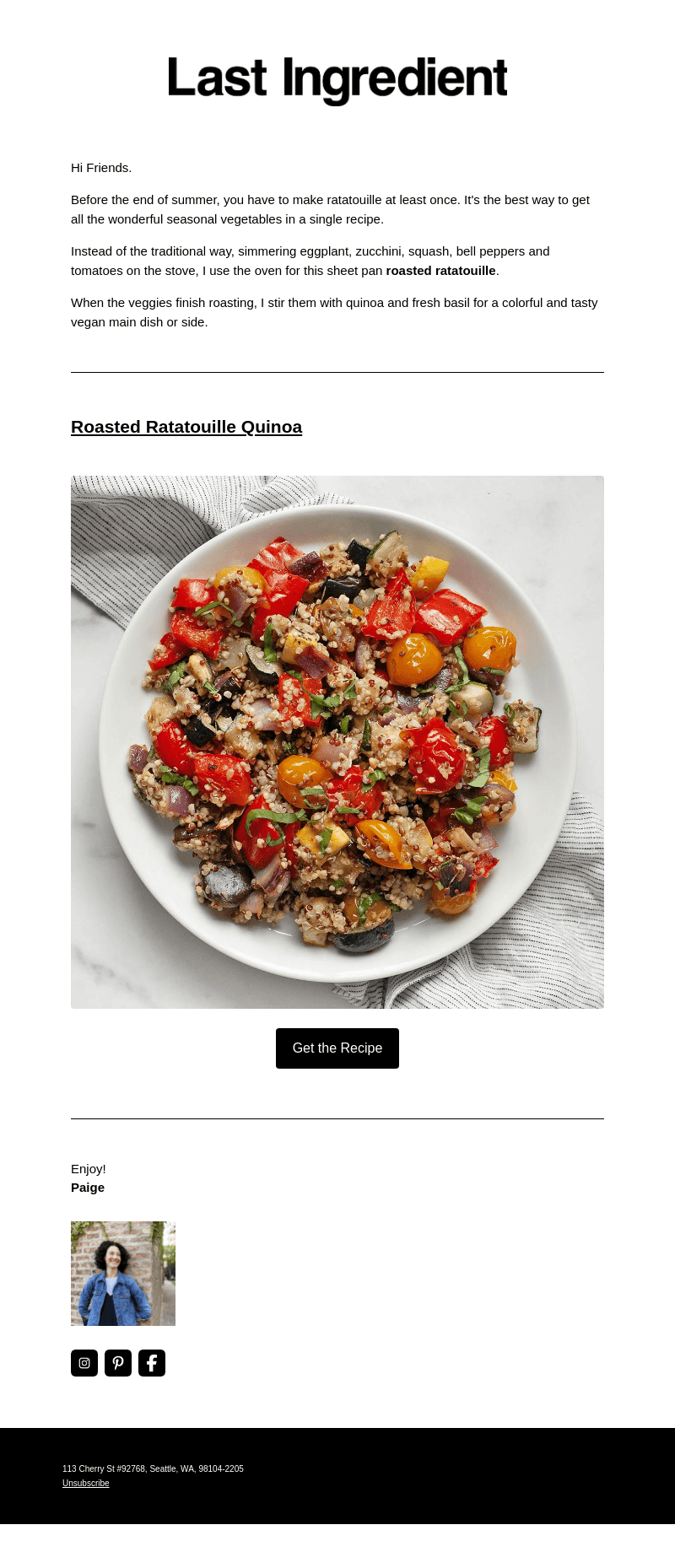 Roasted Ratatouille Quinoa