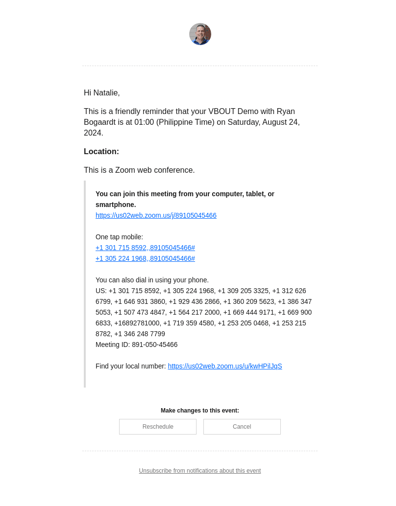 Calendly email from Thu, Aug 22, 2024