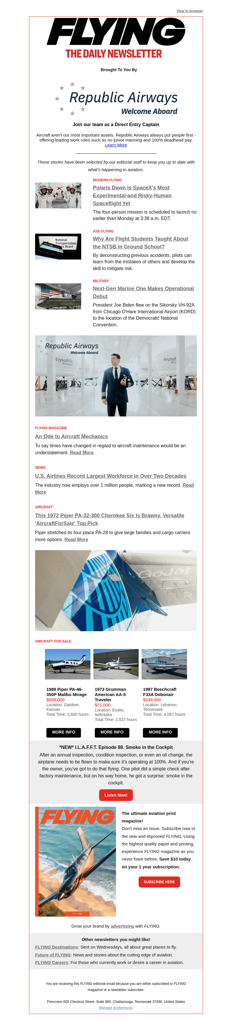 Flying Magazine email from Thu, Aug 22, 2024
