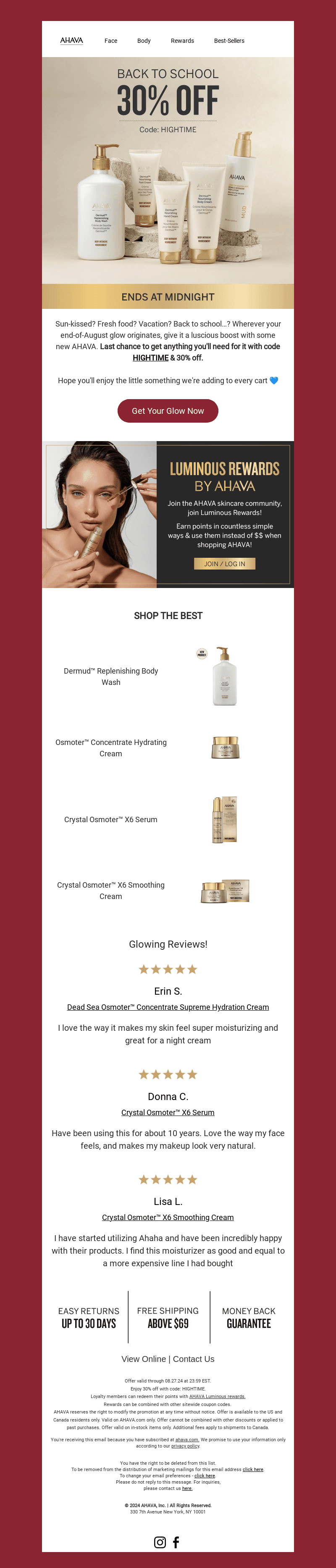 FINAL CALL: 30% Off AHAVA Ends ⏳