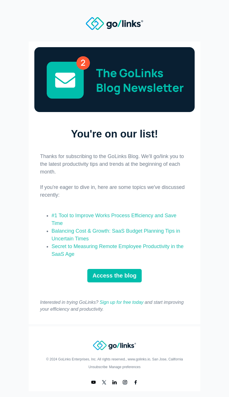 Go Links email from Sat, Aug 24, 2024