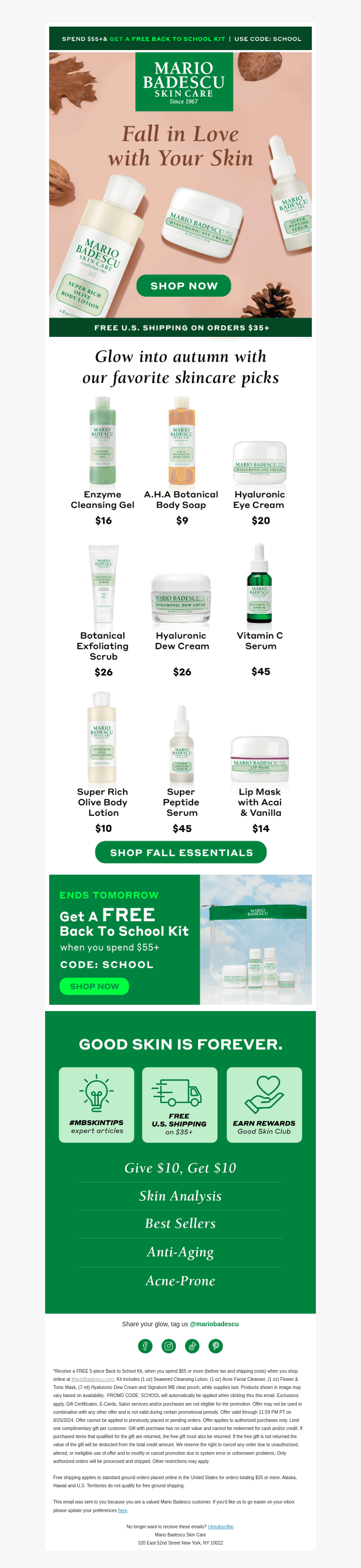 Mario Badescu Skin Care email from Sat, Aug 24, 2024
