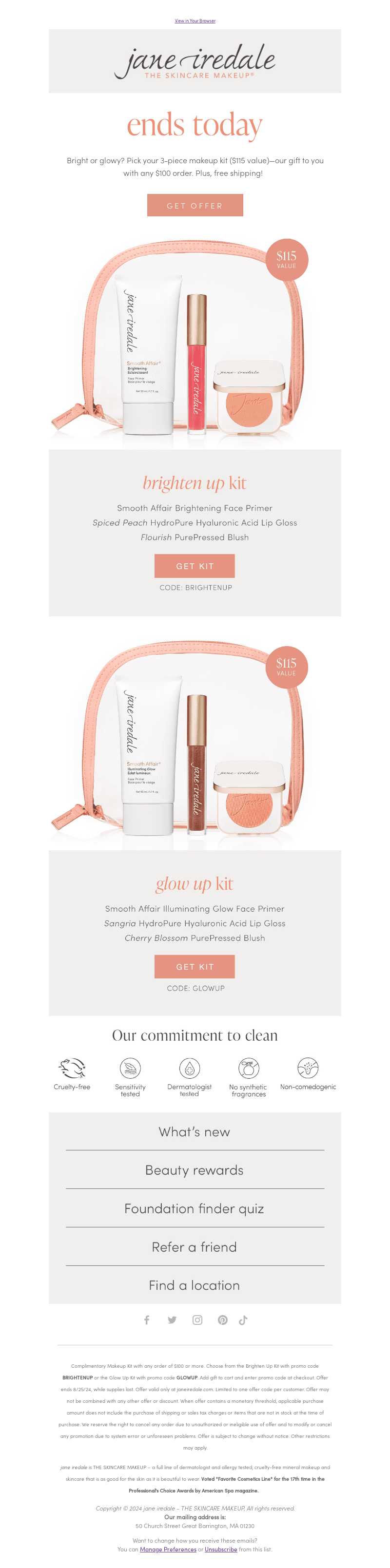 Pick your FREE Makeup Kit ends today!