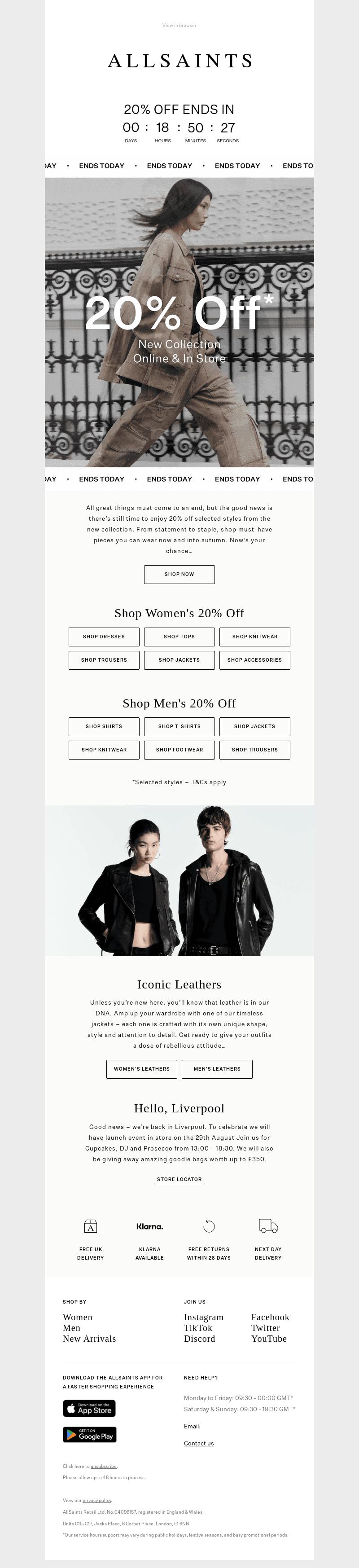 Ends Today: 20% Off New Collection