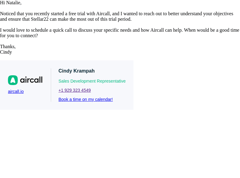Your Aircall Trial - Quick call?