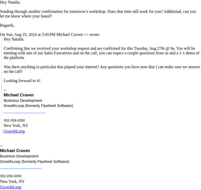 GrowthLoop email from Mon, Aug 26, 2024